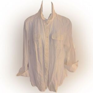 Repeat Linen Button Down Shirt- M white linen , pockets chest